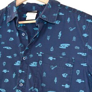 The North Face Blue Camp Print Graphic Shirt Men’s L Gorpcore Outdoor Casual